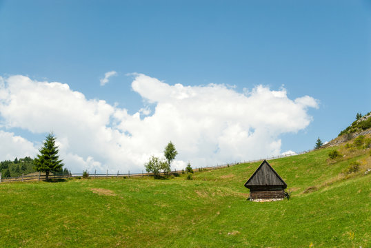beautiful countryside landscape near fundata village brasov county romania unesco site