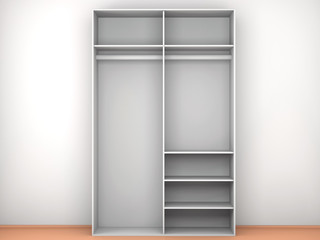 the empty wardrobe in the interior. 3D rendering