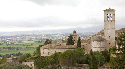 Panorama of the plain of Assisi, Italy