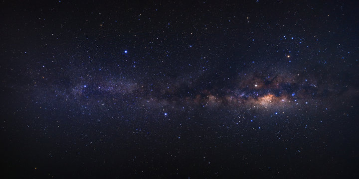 Fototapeta Panorama milky way galaxy with stars and space dust in the universe. High resolution