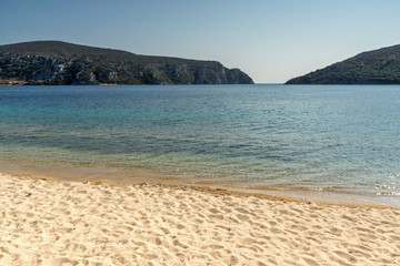 Panoramic view of Porto Koufo Beach at Sithonia peninsula, Chalkidiki, Central Macedonia, Greece