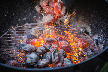Barbecue with hot red charcoal