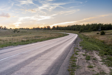 The road outside the town early in the morning
