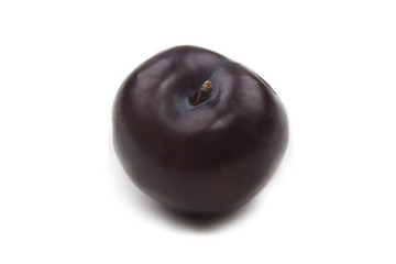 one organic and sweet plum on white background