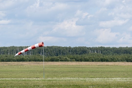 Wind cone airport landing indicator.