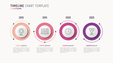 Timeline chart infographic design for data visualization. 4 steps