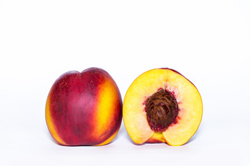 Nectarine fruit isolated on white background cutout. Food.