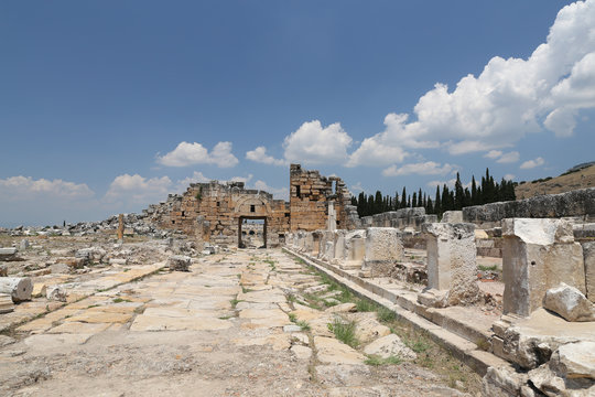 Frontinus Street in Hierapolis Ancient City, Turkey