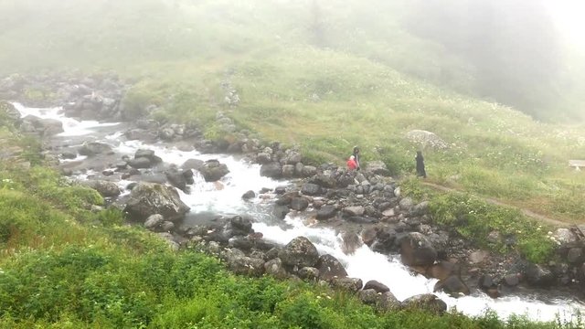 Fast moving river in elevit plateau from rize turkey
