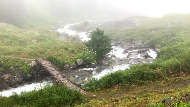 Fast moving river in elevit plateau from rize turkey