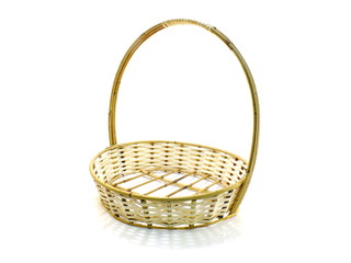 empty wicker basket isolated on white background