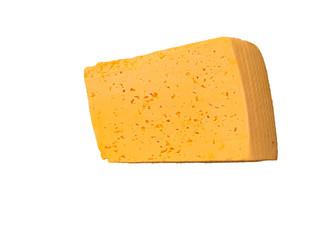 Piece of cheese isolated on white background