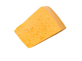 Piece of cheese isolated on white background
