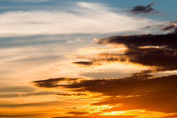 colorful dramatic sky with cloud at sunset.
