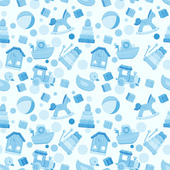 Vector seamless pattern with baby boy toys