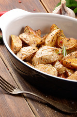 Ceramic dish with Fried potatoes