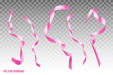 Realistic silk vector ribbon set