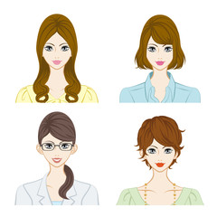 Smiling women face set