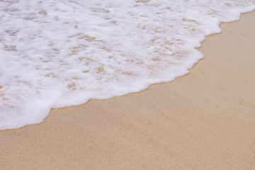 Fototapeta na wymiar Sea foam on sand / White sea foam on the sand background