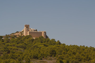 Ruins of the Kritinia medieval castle on Rhodes island, Greece