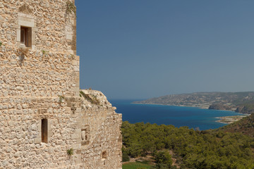 Fototapeta na wymiar Ruins of the Kritinia medieval castle on Rhodes island, Greece