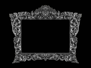 antique picture frame isolated on black background