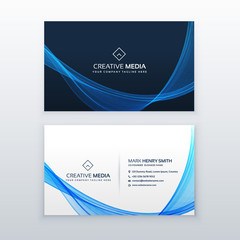 Naklejka premium blue wave vector business card design template