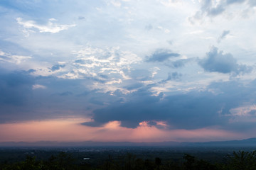 Fototapeta premium colorful dramatic sky with cloud at sunset.