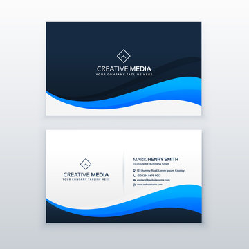 stylish blue wave business card vector design