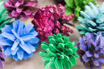 painted pine cones Christmas decoration