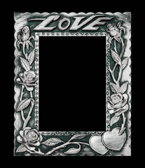 antique picture frame Isolated on black background