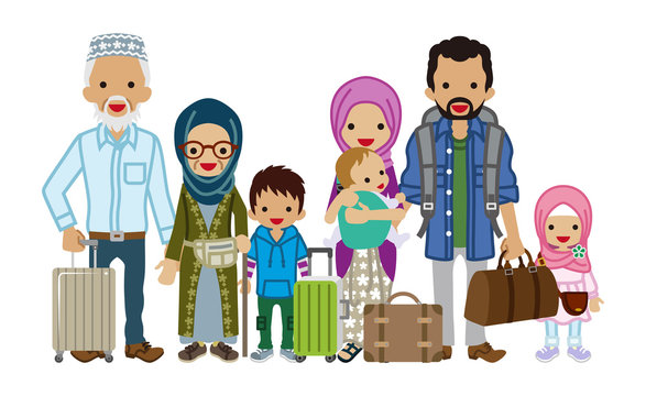 Traveling Multi-Generation family - Muslim