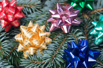 Christmas decoration on spruce twig