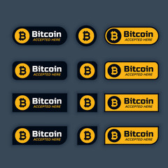 Naklejka premium bitcoins cryptocurrency buttons or labels set