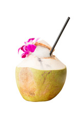 Juicy Coconut smoothie for healthy and refreshing drink.On white background and clipping path.