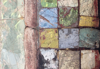 Colorful stone mosaic with chaotic pattern, seamless background photo texture