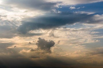 colorful dramatic sky with cloud at sunset