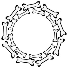 Dog bone in ring on white background.