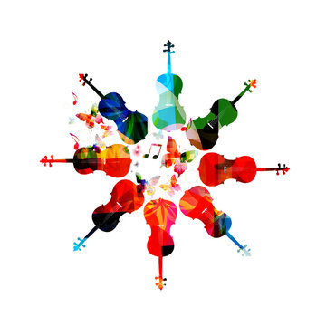 Music poster with violoncello pattern. Colorful music instrument isolated vector illustration design