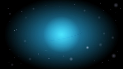 The blue planet in the dark galaxy background