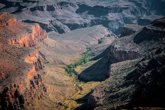 Picturesque sandstone cliffs of the Grand Canyon. Drought in Arizona