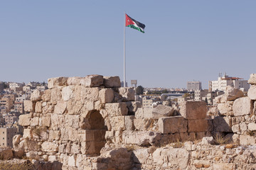 Flag in Amman capital of Jordan 