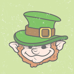 Cute Happy Cartoon Leprechaun Face