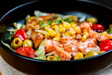 Fresh chicken salad with tomatoes
