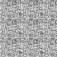 Seamless pattern with the symbols of the profession of cook	