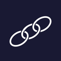 Chain, chain links.  Vector icon on dark blue background