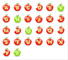 Alphabet Apples Vector Set