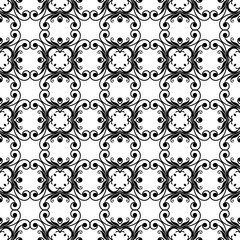 Seamless vintage wallpaper. Black and white pattern. Ornamental decorative background. Vector template can be used for design of wallpaper, fabric, oilcloth, textile, wrapping paper and other design