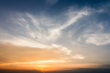 colorful dramatic sky with cloud at sunset