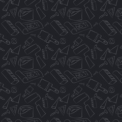 Seamless pattern with elements of construction. Builder's profession